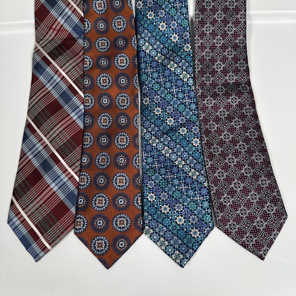 Jos A Bank Ties Mens Silk Lot (4) Reserve Floral‎ Multicolor Geometric Plaid NWT
